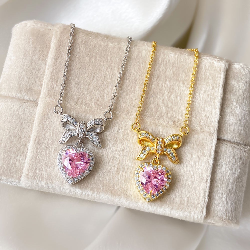Pink Heart Elegant Clavicle Chain for Ladies & Girls | Fashion Jewelry