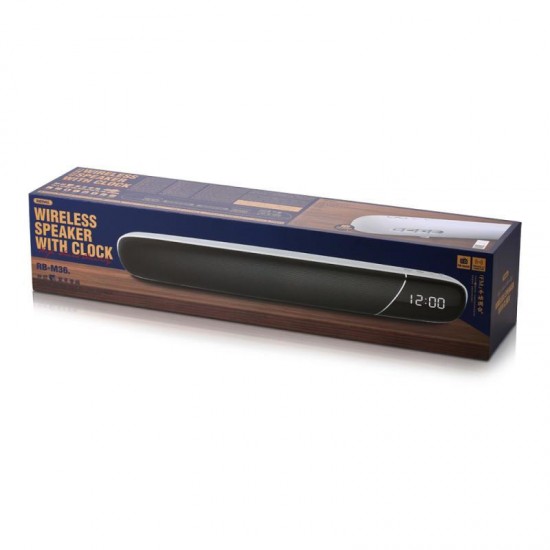 Original REMAX RB-M36 Desktop Wireless Speaker With Alarm Clock-Black