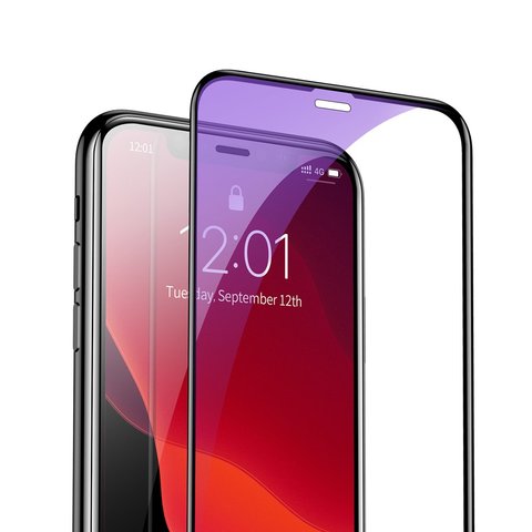 Baseus 0.3mm Full-screen and Full-glass with anti-blue light Tempered Glass Film(2pcspack+Pasting Artifact) for iPhone X/XS/11 Pro 5.8inch（2019）Black