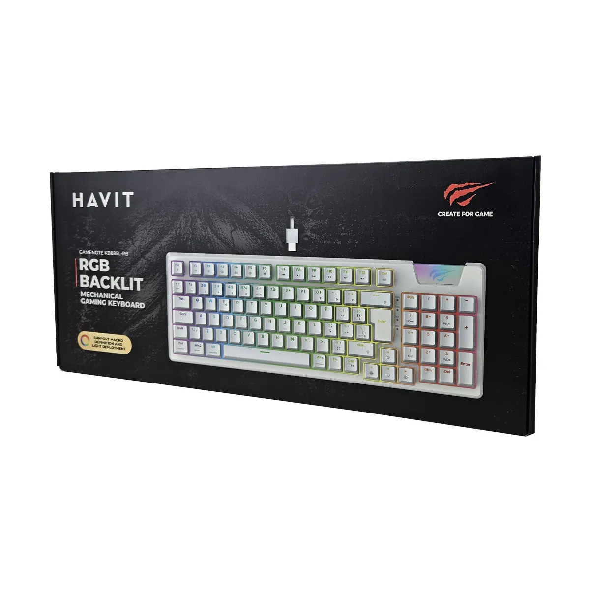 Havit KB885L Gamenote USB to Type-C Multi-Function RGB Backlit Mechanical Keyboard